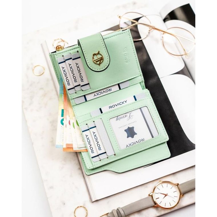 Portfel, zielony, skóra ekologiczna, Rovicky