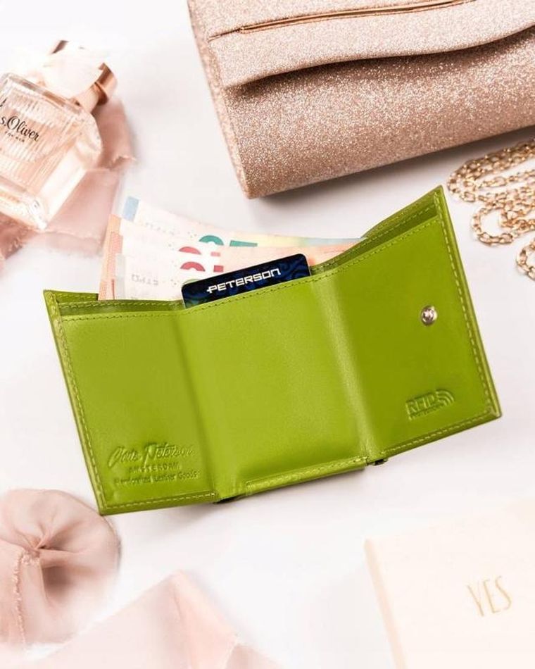 Portfel, zielony, skórzany, Peterson