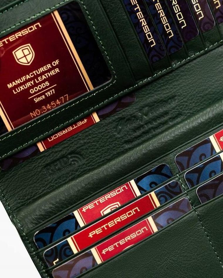 Portfel, zielony, skórzany, Peterson