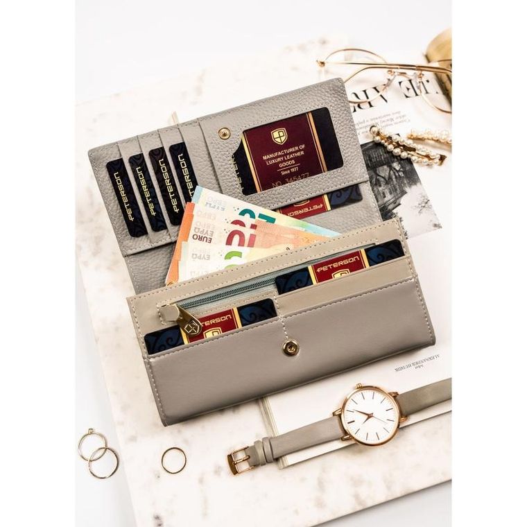 Portfel, zielony, skórzany, Peterson