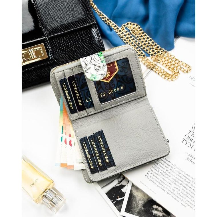 Portfel, zielony, skórzany, Peterson