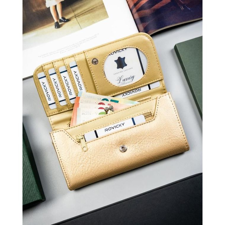 Portfel, złoty, skóra ekologiczna, 4U Cavaldi