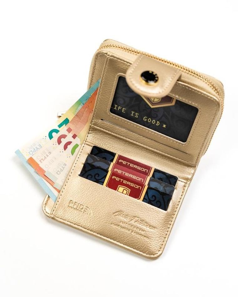Portfel, złoty, skóra ekologiczna, Peterson