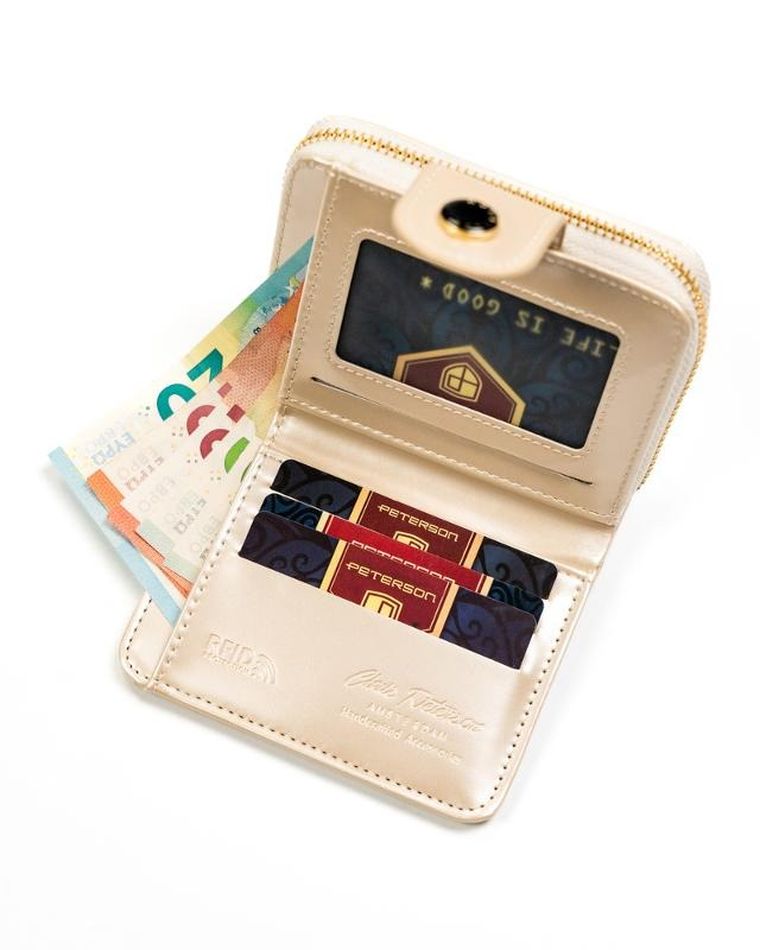 Portfel, złoty, skóra ekologiczna, Peterson