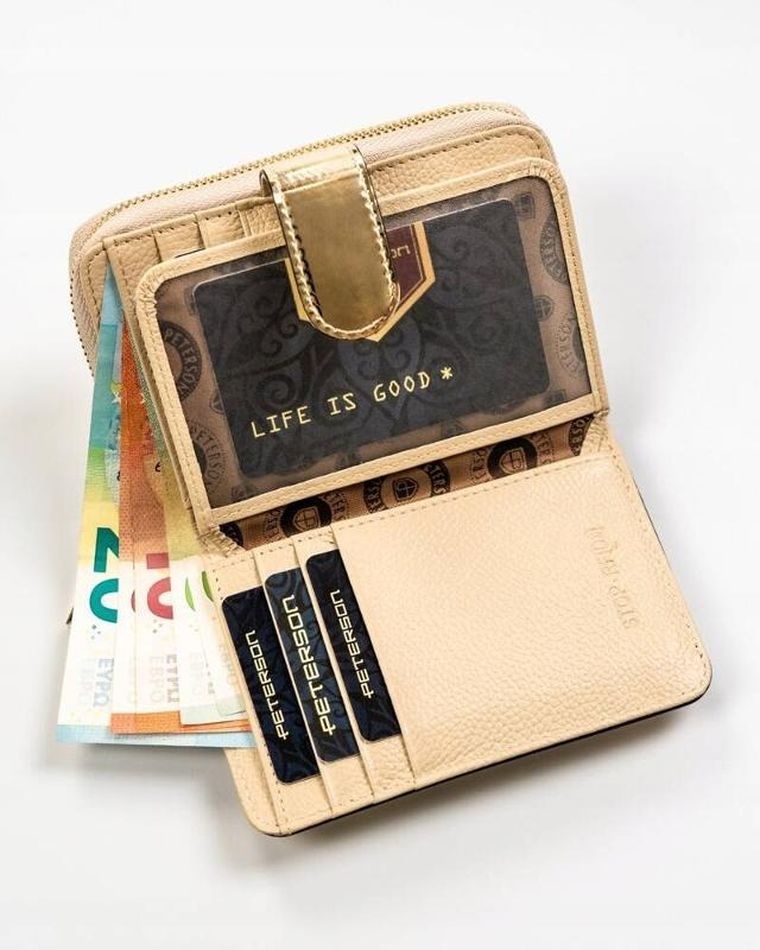 Portfel, złoty, skórzany, Peterson