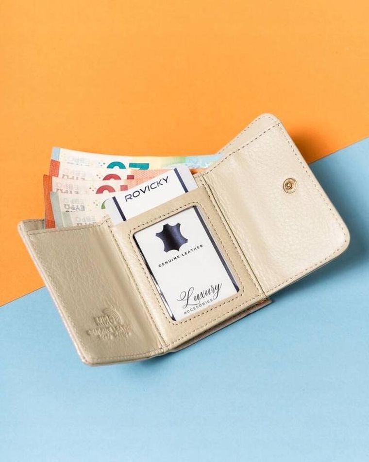 Portfel, złoty, skórzany, RFID, Lorenti