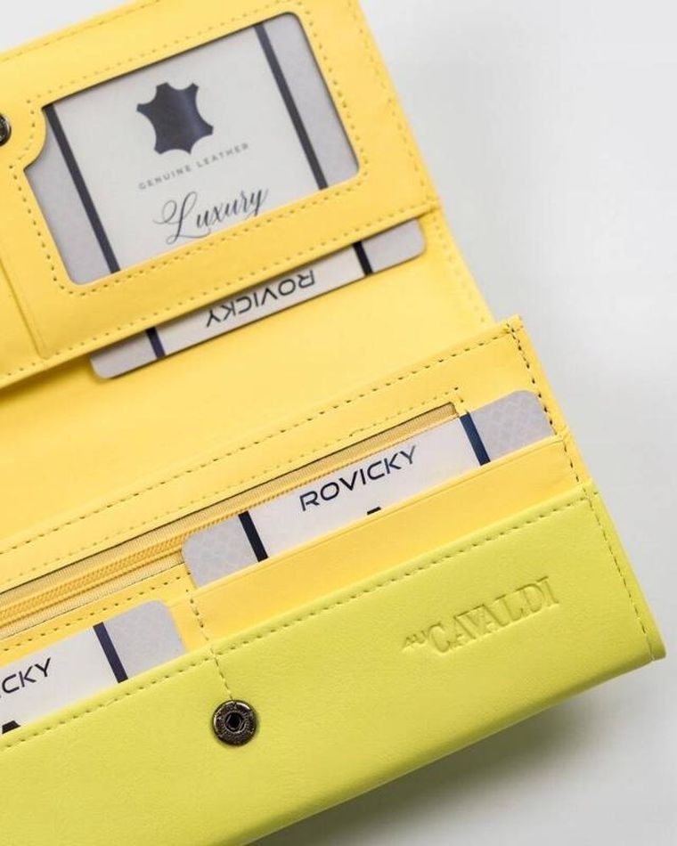 Portfel, żółty, skóra ekologiczna, RFID, Cavaldi