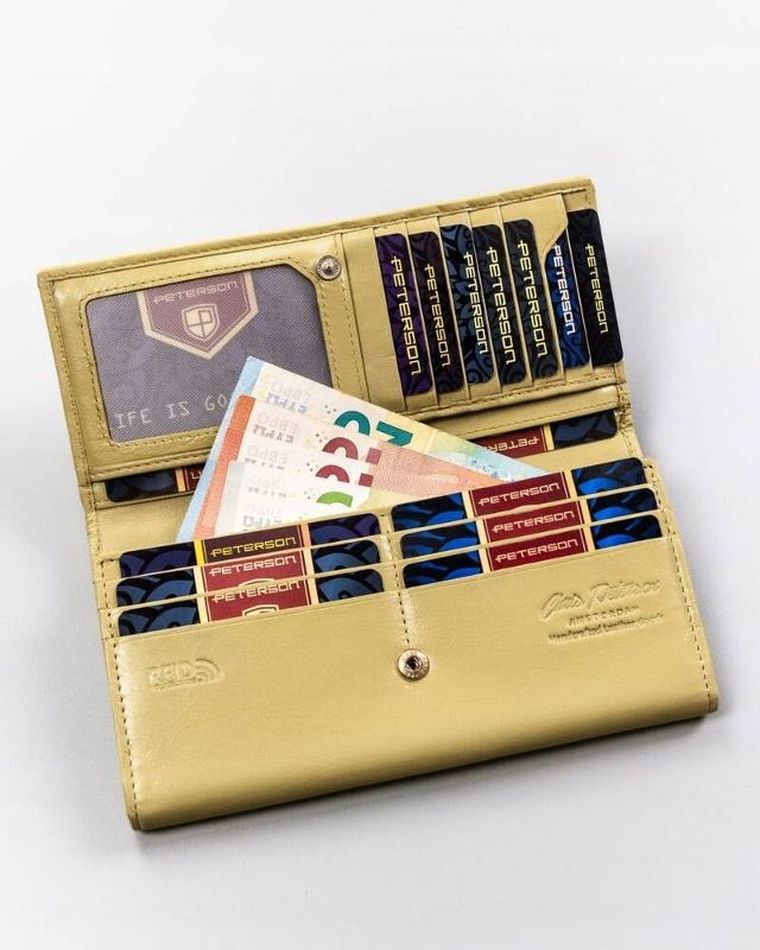 Portfel, żółty, skórzany, Peterson