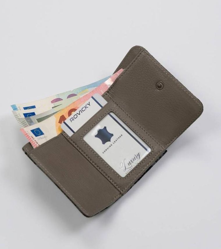 Portmonetka, szara, skórzana, Lorenti