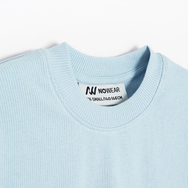 Prążkowana koszulka crop top z modalem NOWEAR