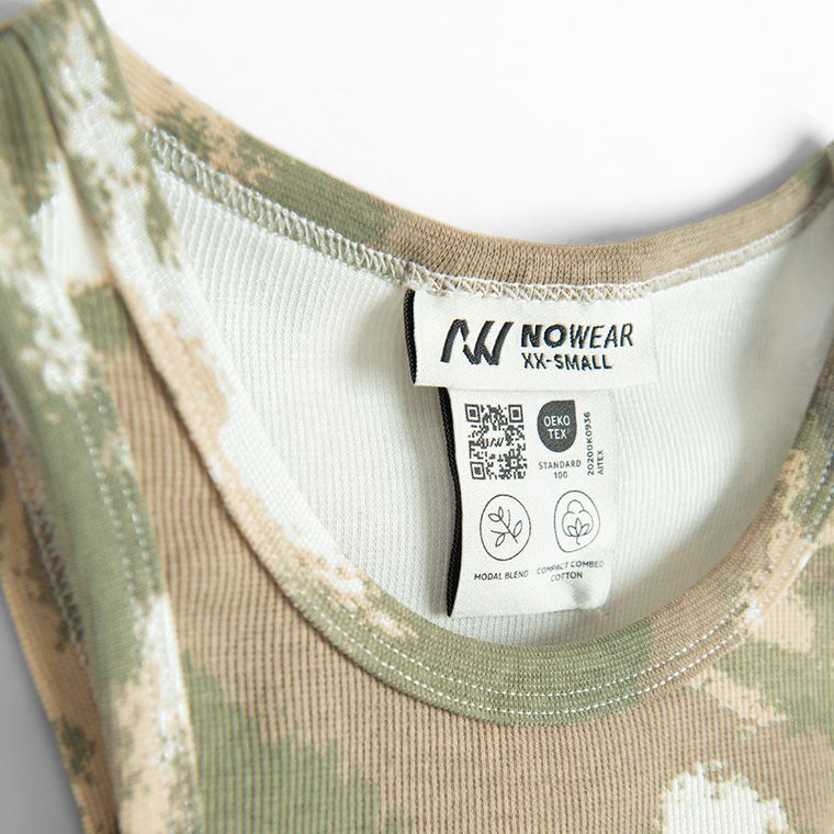 Prążkowany top khaki z domieszką modalu NOWEAR