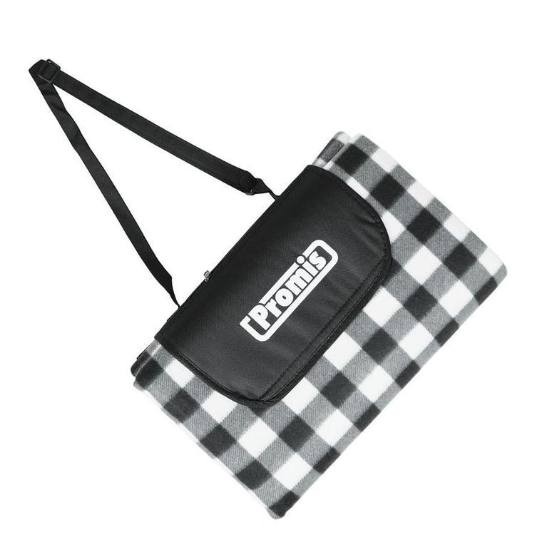 Promis, koc piknikowy, czarna krata, 200-200 cm