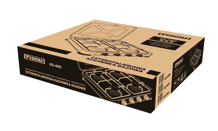Promis, kuchenka gazowa, KG400C, 4-palnikowa, czarna
