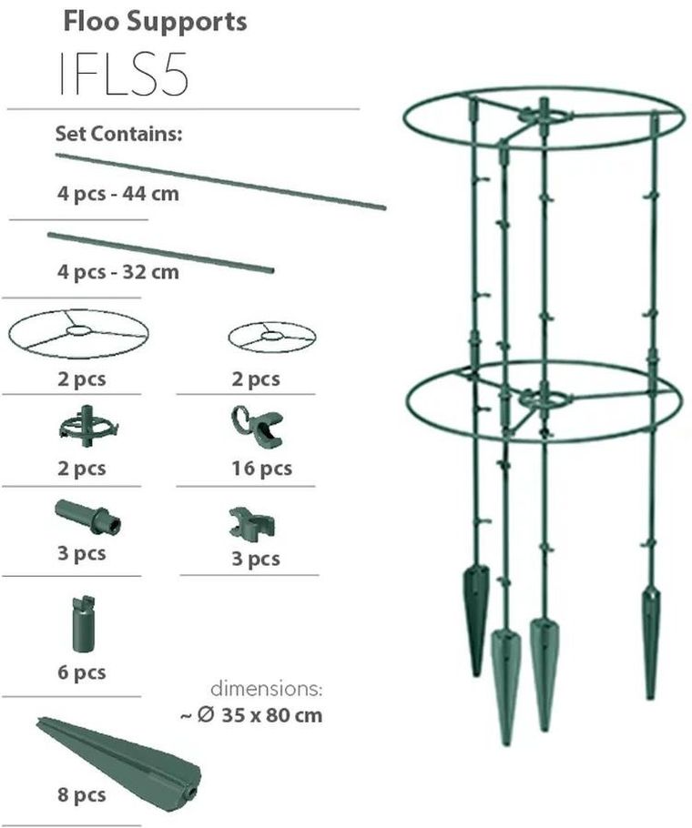 Prosperplast, Floo Supports, podpora do roślin, zielony leśny, 25/35 cm