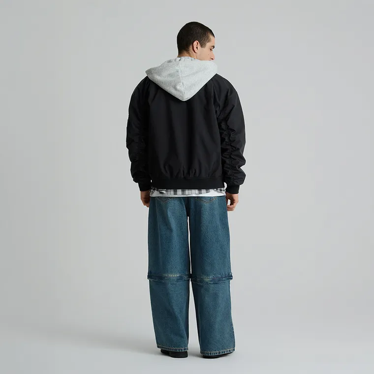 Przejściowa kurtka bomberka unisex z odpinanym kapturem NOWEAR