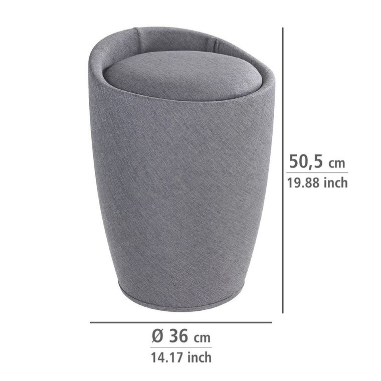 Pufa, kosz na pranie 2w1, Candy, grey