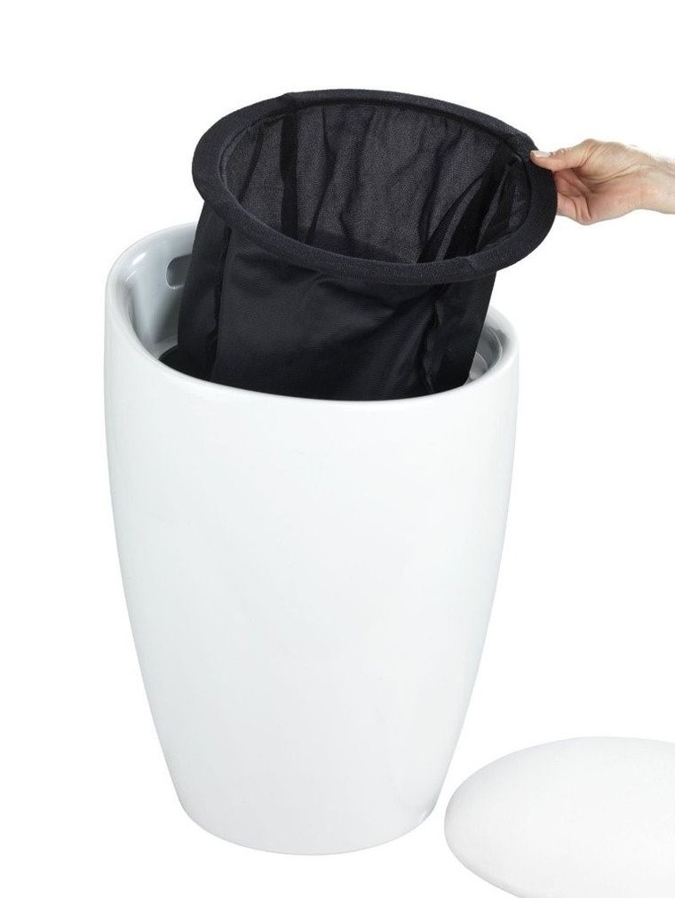 Pufa, kosz na pranie 2w1, Candy, white