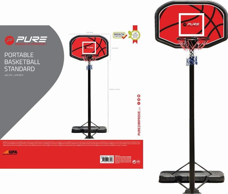 Pure 2 Improve, zestaw regulowany do koszykówki, czarny, 190-304 cm