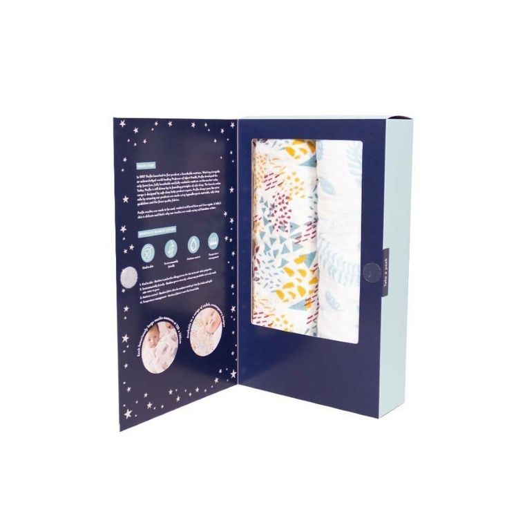 PurFlo, Jungle Leaves, otulacz bambusowy, 120-120 cm, 2 szt.