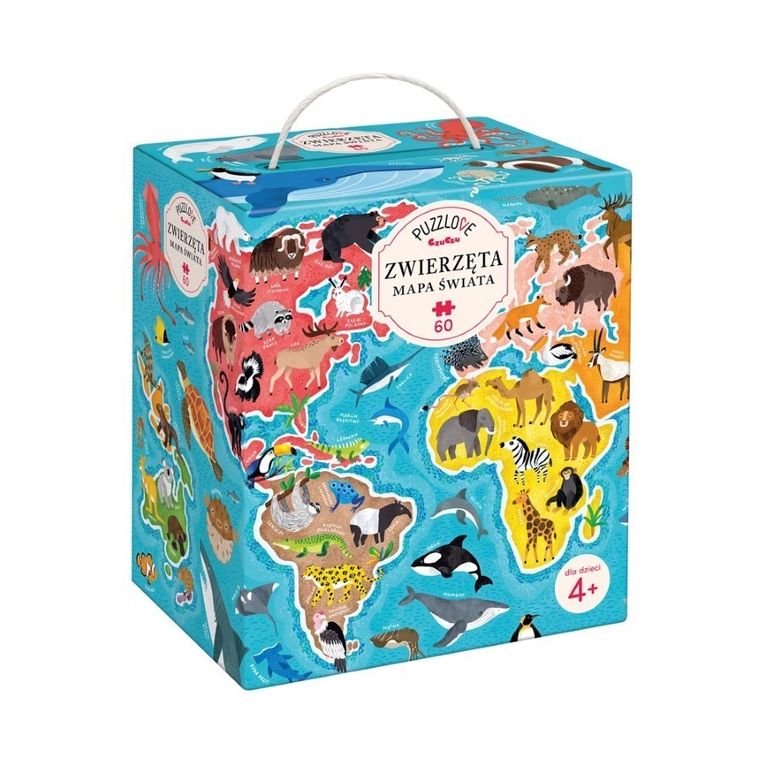 Puzzlove, CzuCzu, Zwierzęta, Mapa świata, puzzle, 60 elementów