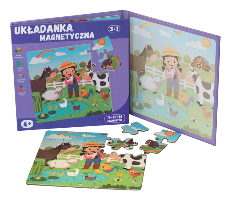 QBI, farma, puzzle magnetyczne, 16+20+25 elementów