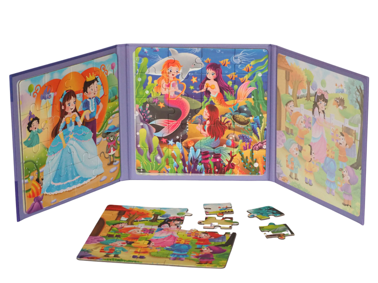 QBI, księżniczki, puzzle magnetyczne, 16+20+25 elementów