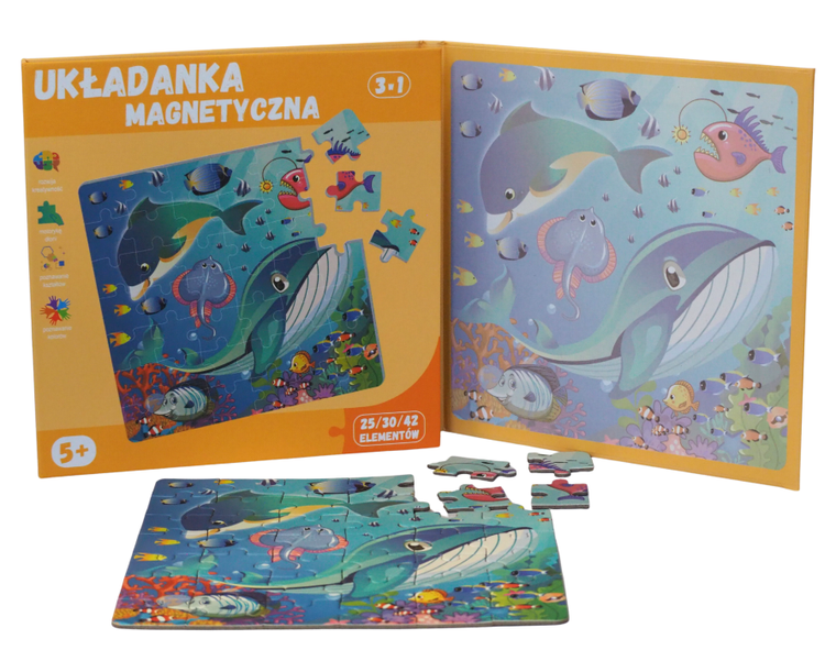QBI, świat zwierząt, puzzle magnetyczne, 25+30+42 elementów