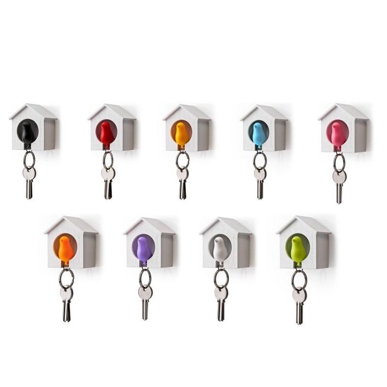 Qualy, Budka, wieszak na klucze, czarno-niebieski, 10091-BK-BU