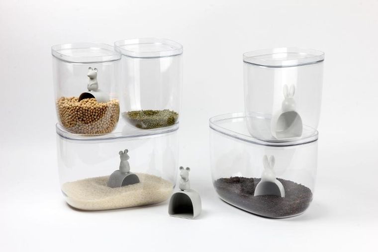 Qualy, Lucky Mouse, pojemnik do przechowywania, szary, 3,5l