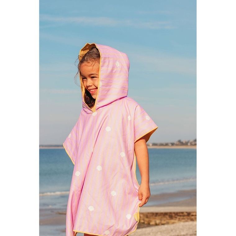 Quut, dwustronne poncho kąpielowe dla dzieci, Banana Pink