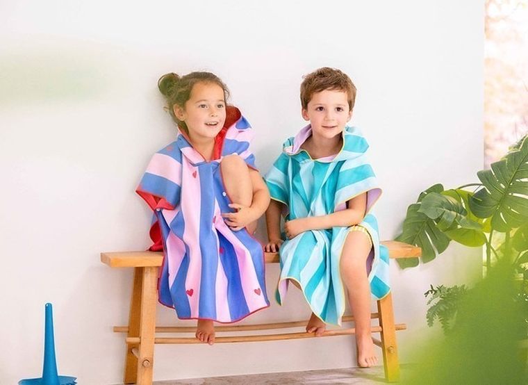 Quut, dwustronne poncho kąpielowe dla dzieci, Lagoon