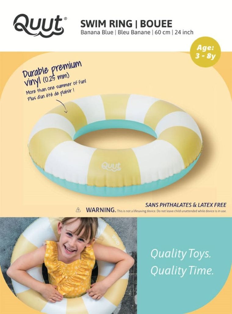 Quut, kółko do pływania, średnie, Banana Blue, 60 cm