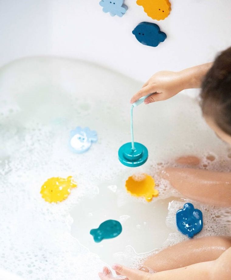 Quut, zestaw piankowych naklejek do kąpieli z wędką, deep sea