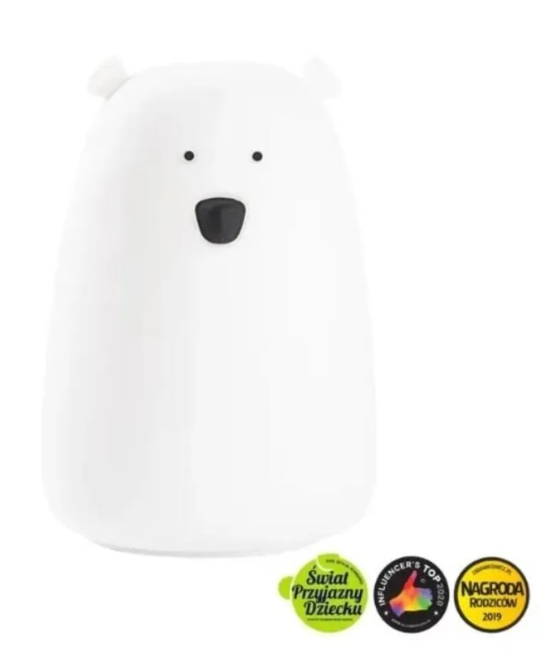 Rabbit & Friends, duży miś, lampka silikonowa, biała