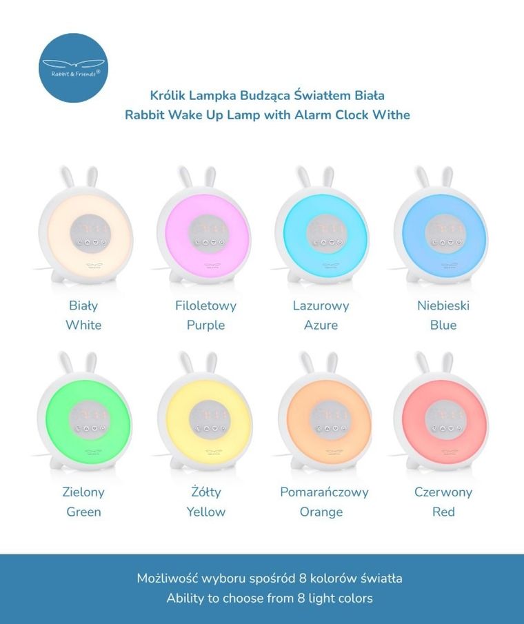 Rabbit & Friends, Królik, lampka budząca światłem, biała