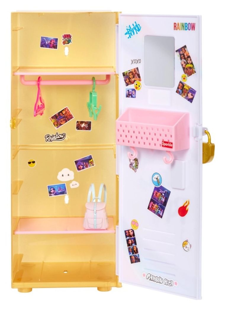 Rainbow High, Locker and Pinkly Paige, lalka modowa z szafą
