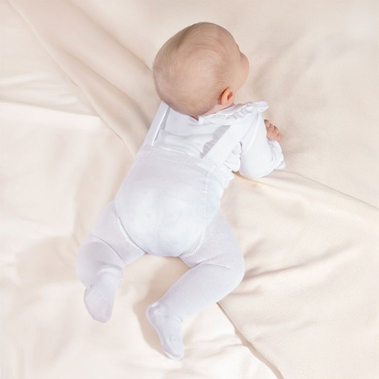 Rajstopy dziecięce z szelkami, bambusowe, białe, Nicol