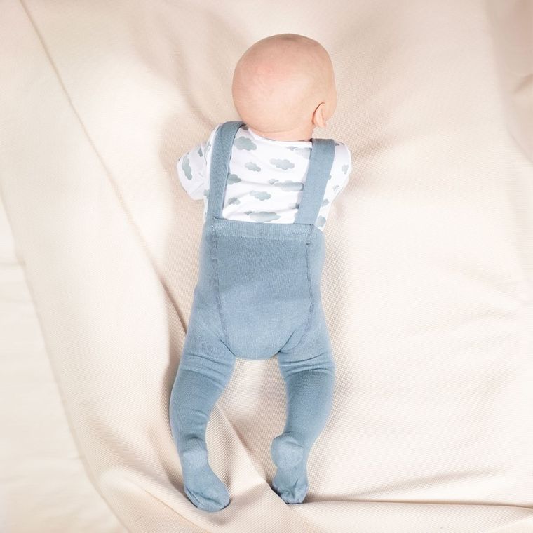 Rajstopy dziecięce z szelkami, bambusowe, niebieskie, Nicol