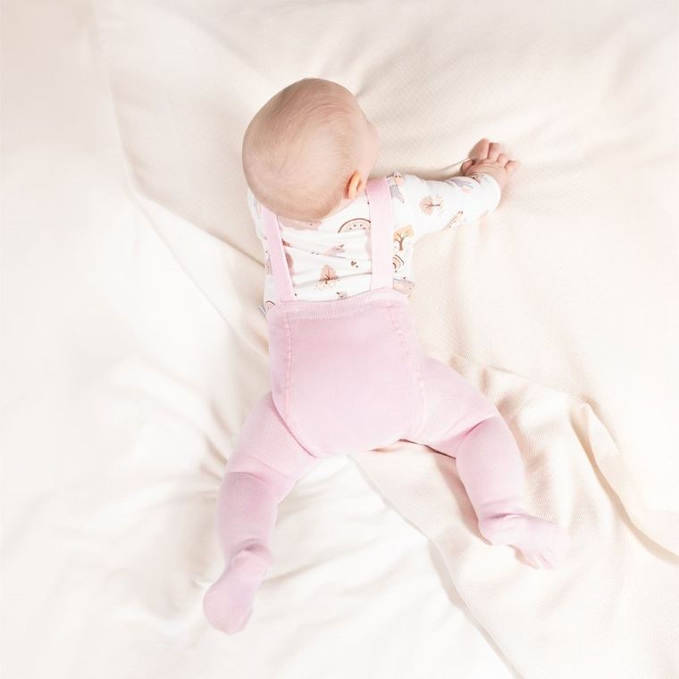 Rajstopy dziewczęce z szelkami, bambusowe, różowe, Nicol