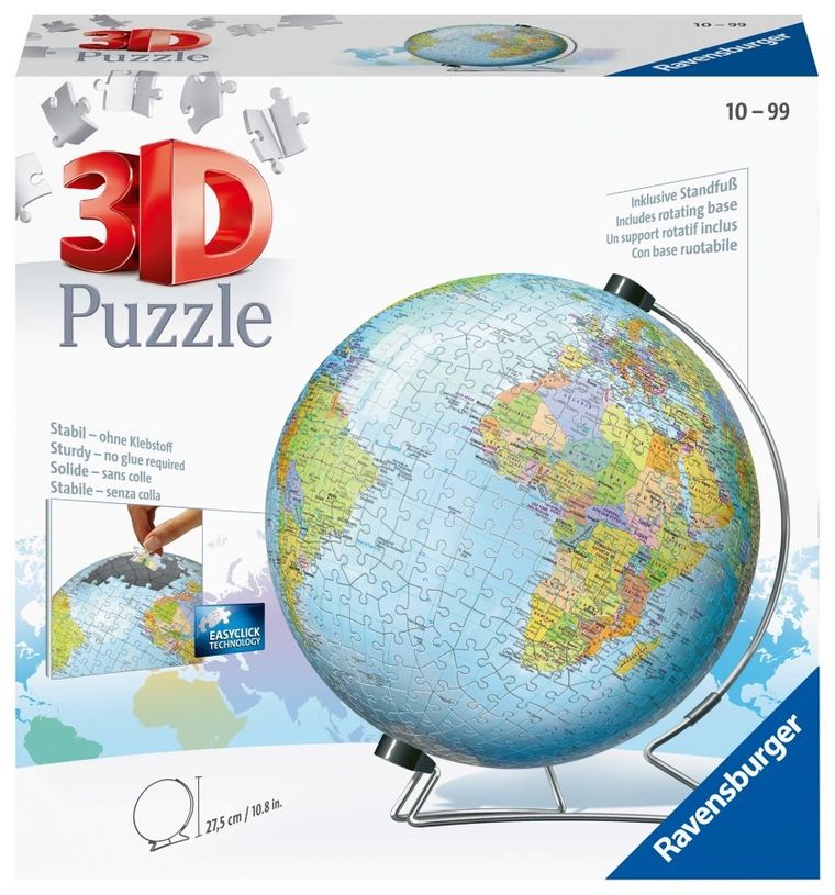 Ravensburger, Globus, puzzle 3D, 540 elementów
