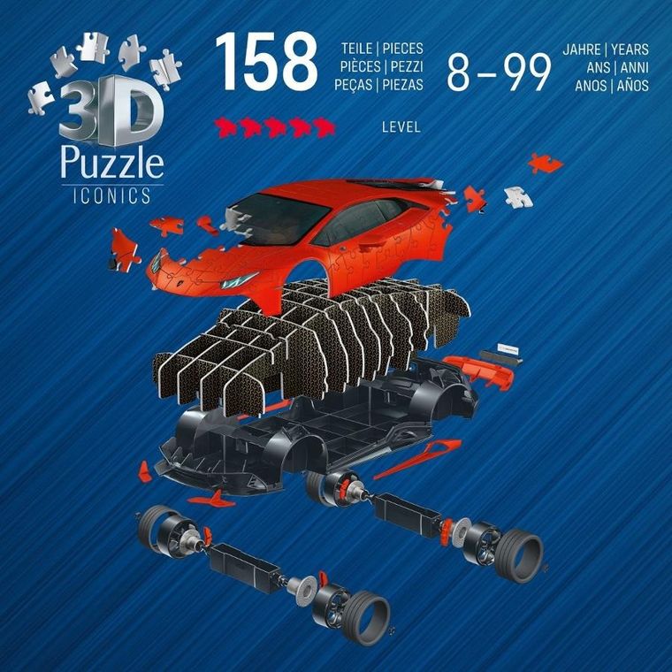 Ravensburger, Iconics, Lamborghini Huracan EVO Arando, puzzle 3D, 158 elementów