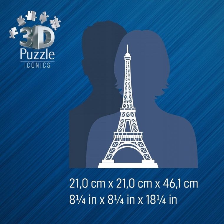 Ravensburger, Iconics, Wieża Eiffla, puzzle 3D LED, 224 elementy