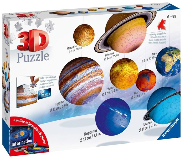 Ravensburger, Układ planet, puzzle 3D, 522 elementy