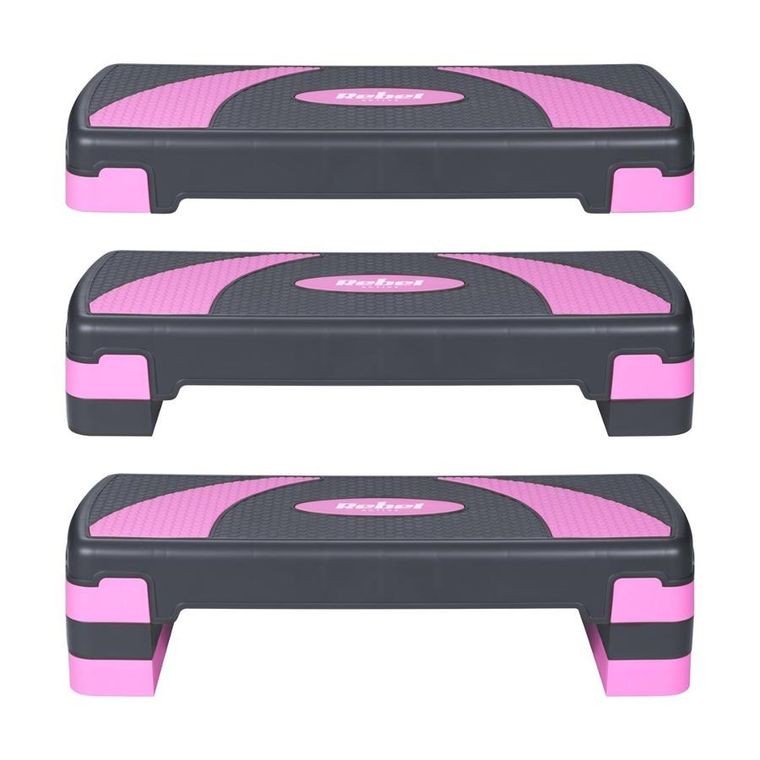 Rebel, step do aerobiku i ćwiczeń fitness, 3 stopnie, szaro-fioletowy, 78 cm, RBA-3225-PU