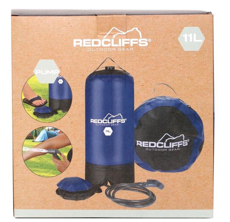 RedCliffs, prysznic solarny turystyczny, 11 l, z pompką