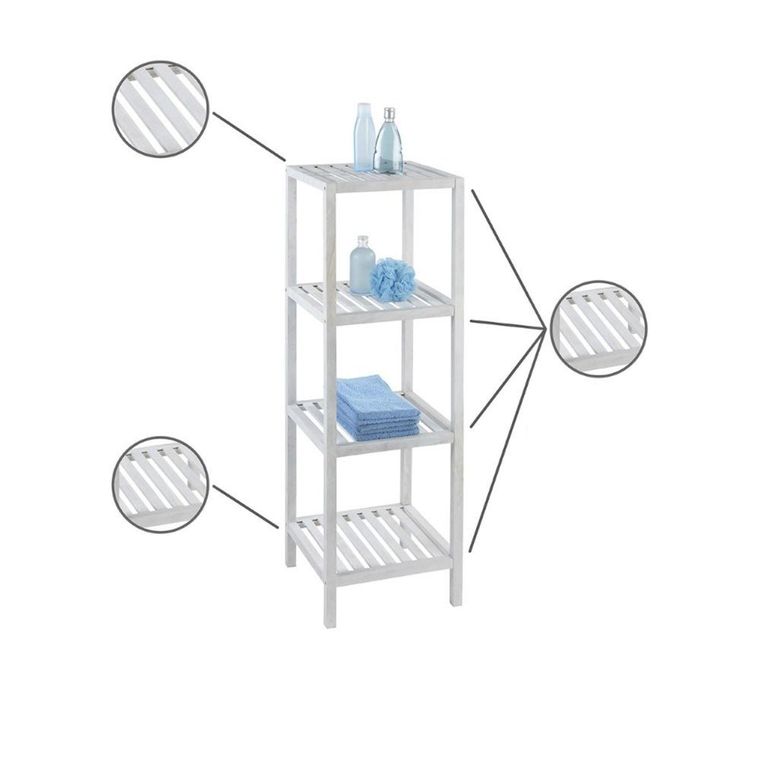 Regał łazienkowy, Norway white, 4 poziomy