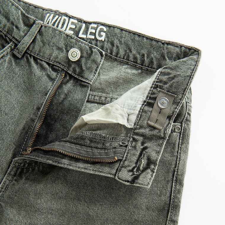 Regulowane szare jeansy wide leg cargo Cool Club