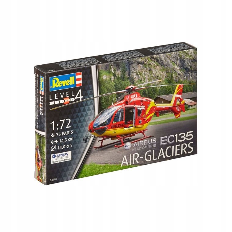 Revell, EC135 Air-Glaciers, helikopter ratunkowy do sklejania, 1:72