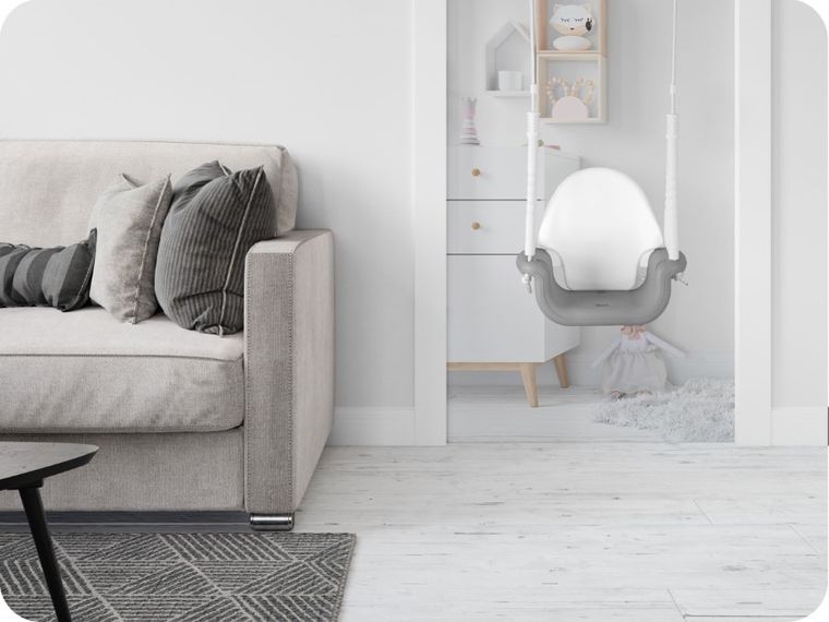 Ricokids, huśtawka kubełkowa, 3w1, szaro-biała