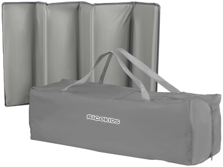 Ricokids, łóżeczko turystyczne z materacem i torbą, jasnoszare